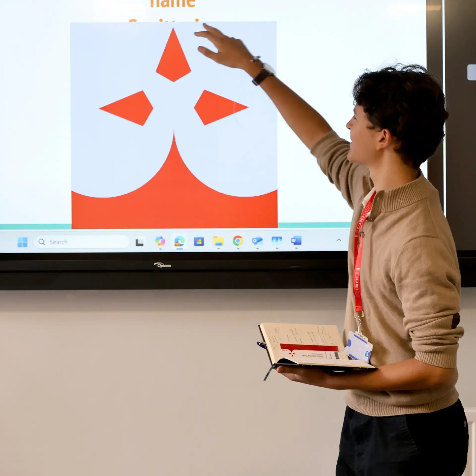 Student giving presentation