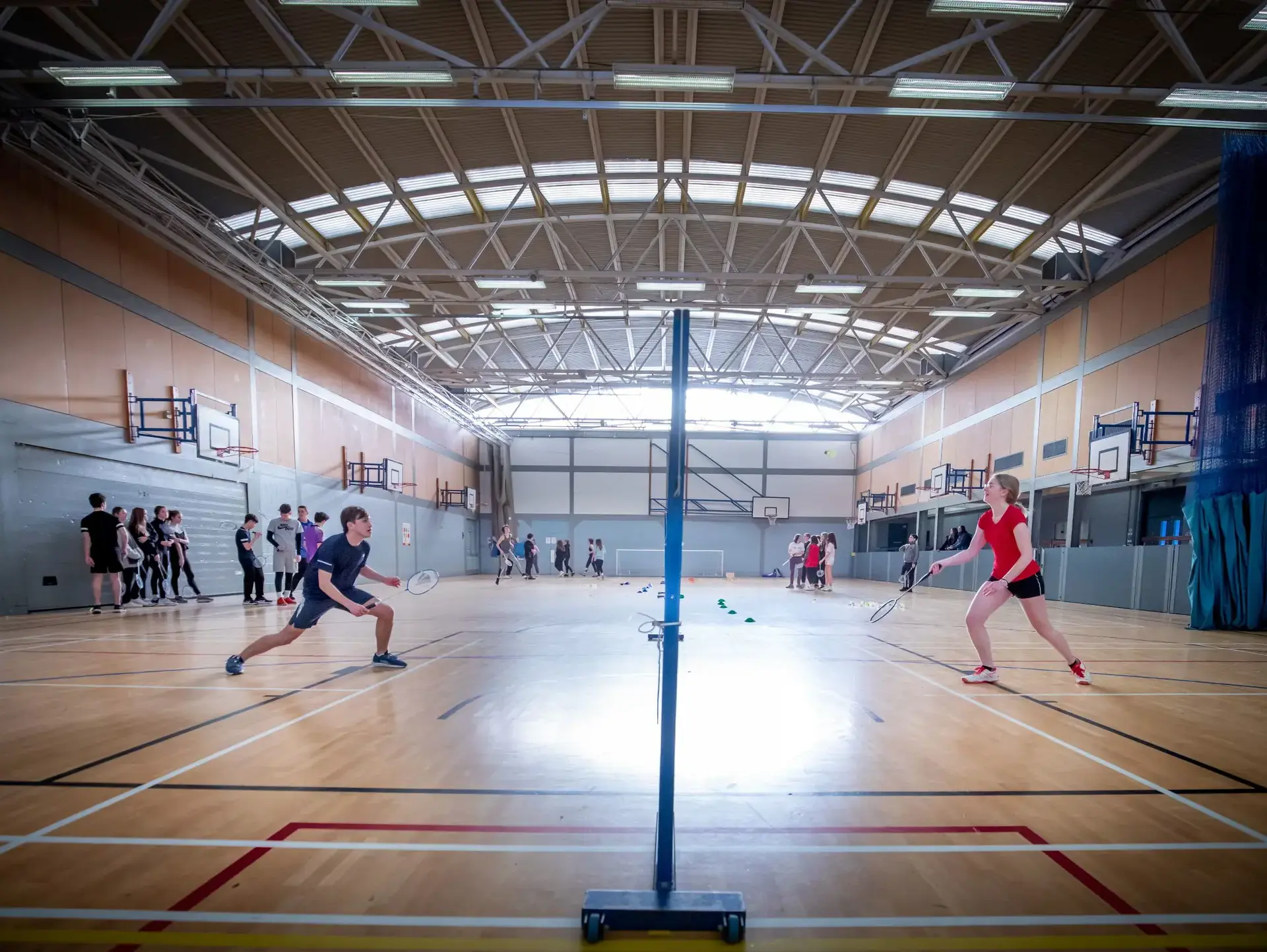 Students playing badminton