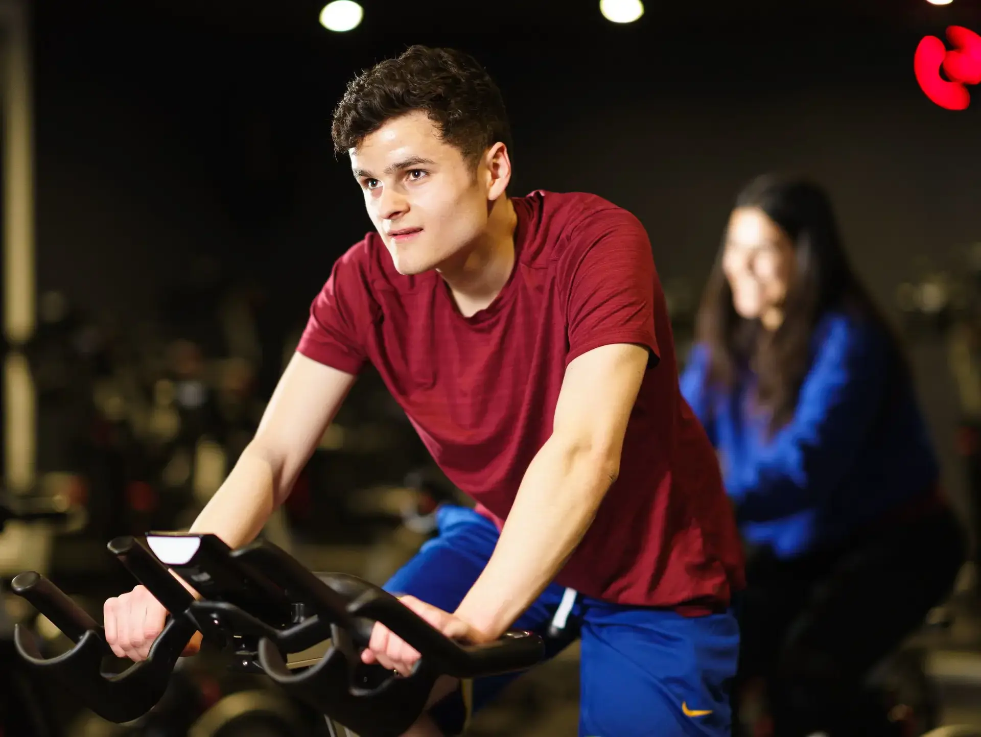 Student during spin class