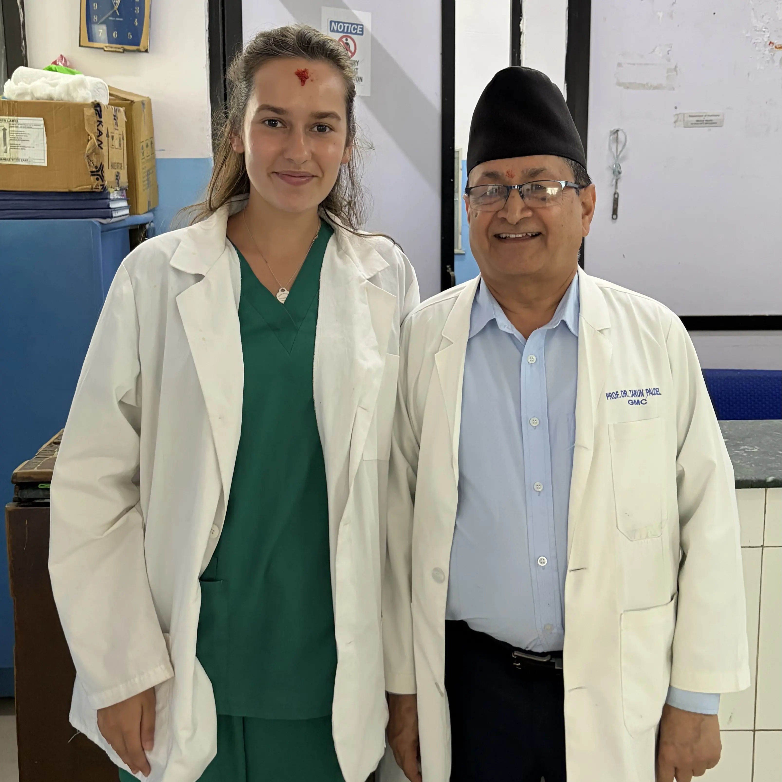 IB Alumna Emilia volunteering at a hospital in Nepal