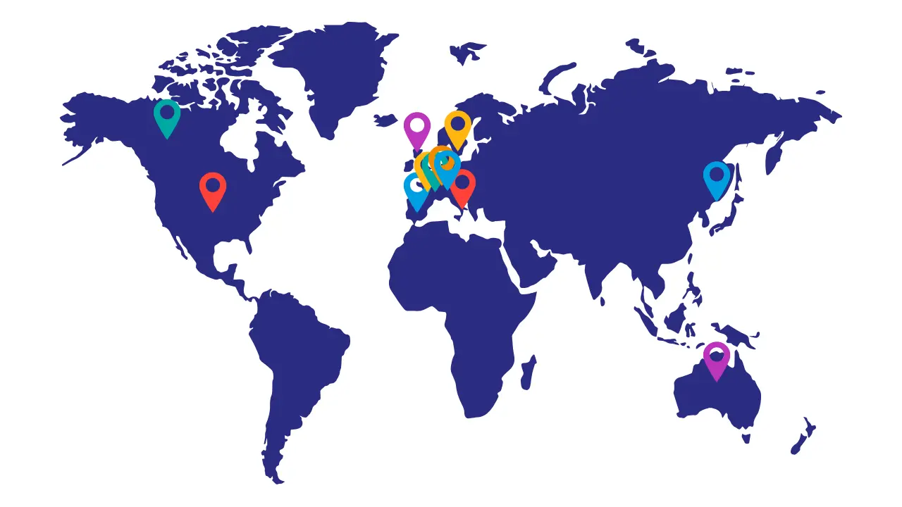 World map displaying the universities which have offered students places for 2026