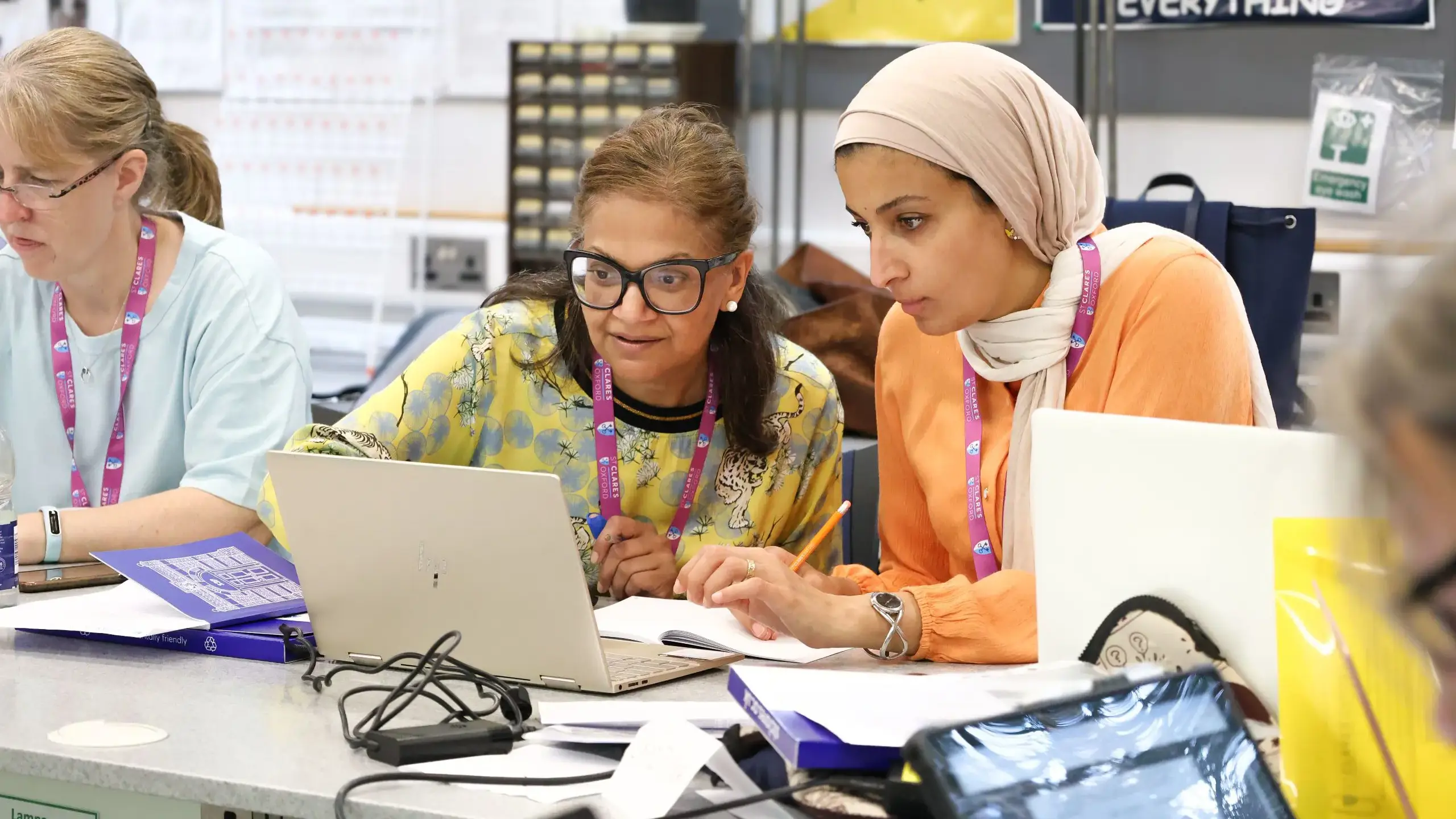 Teachers collaborating during workshop