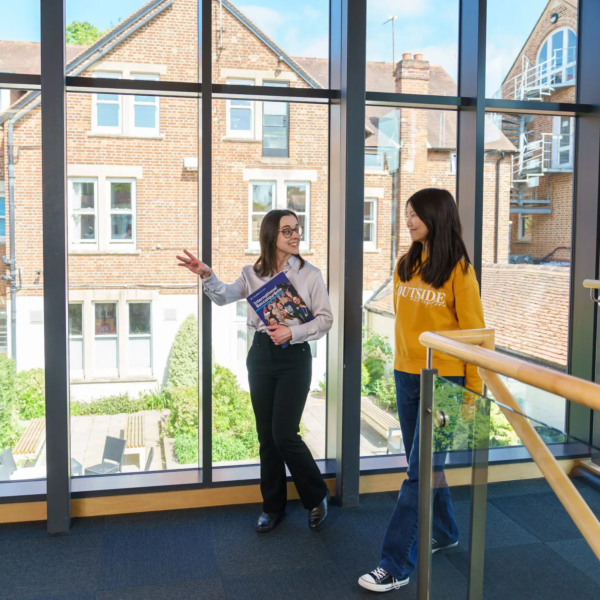 Prospective student being shown around St Clare's