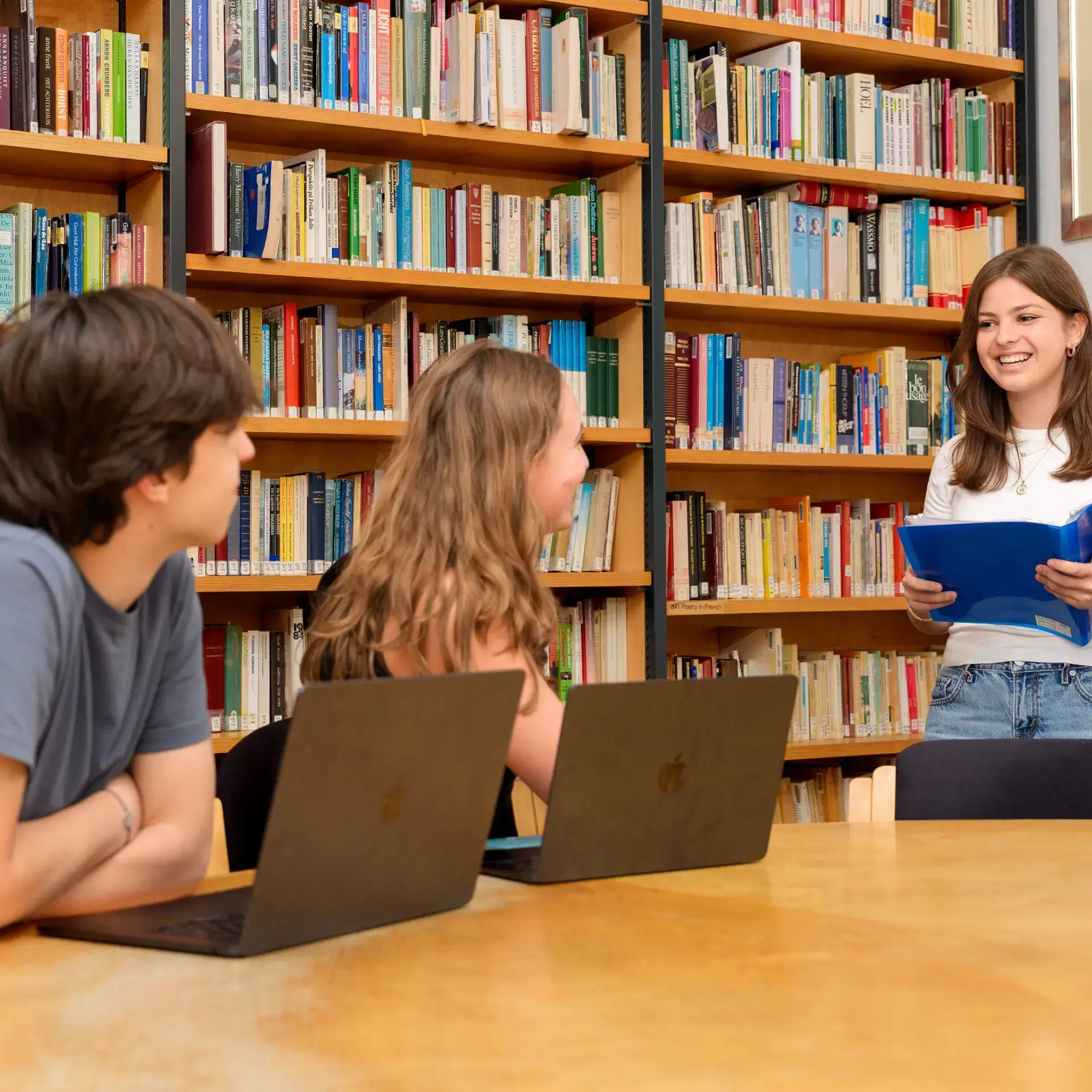 Student council members in library