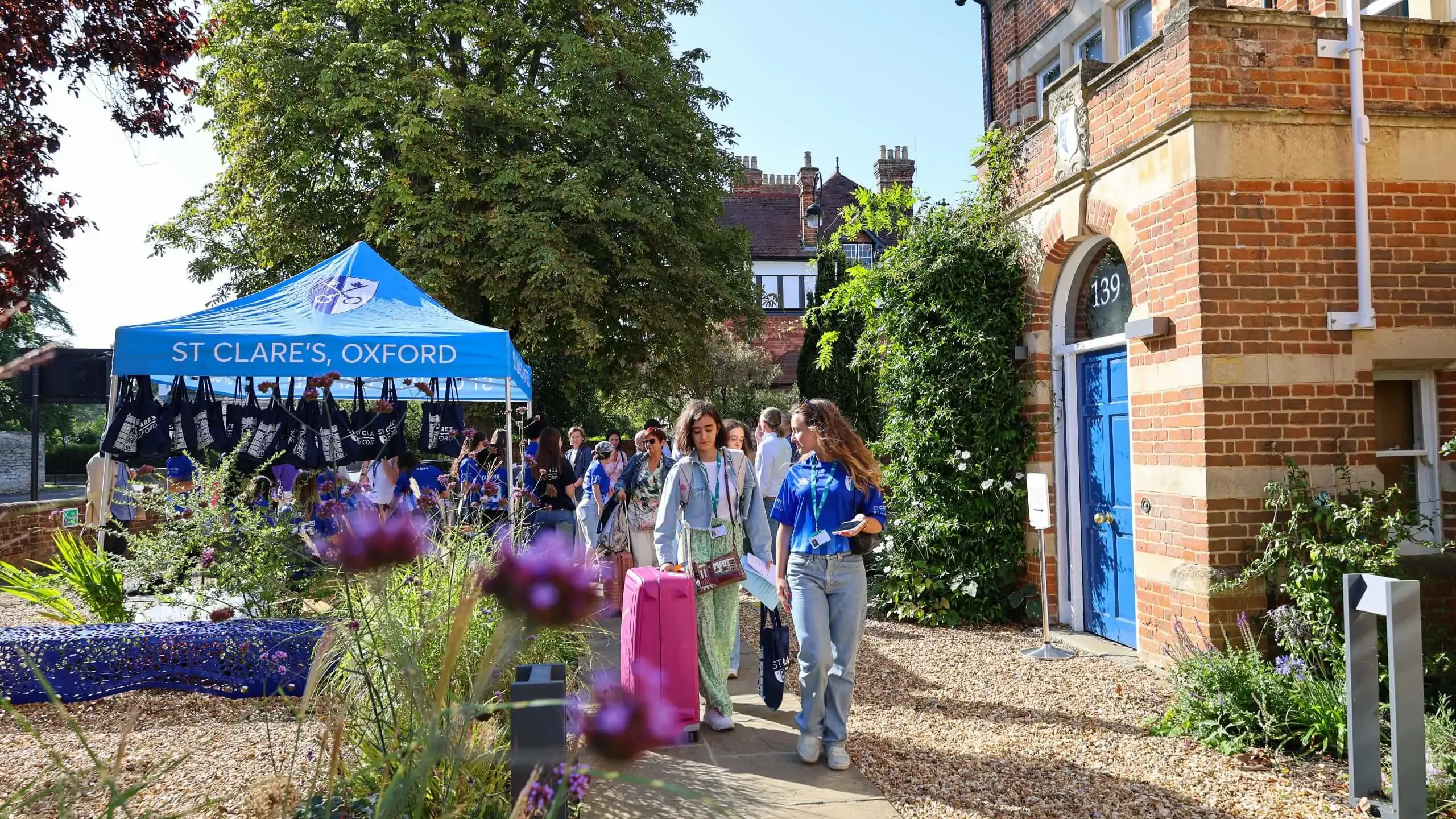Students walking outside school building
