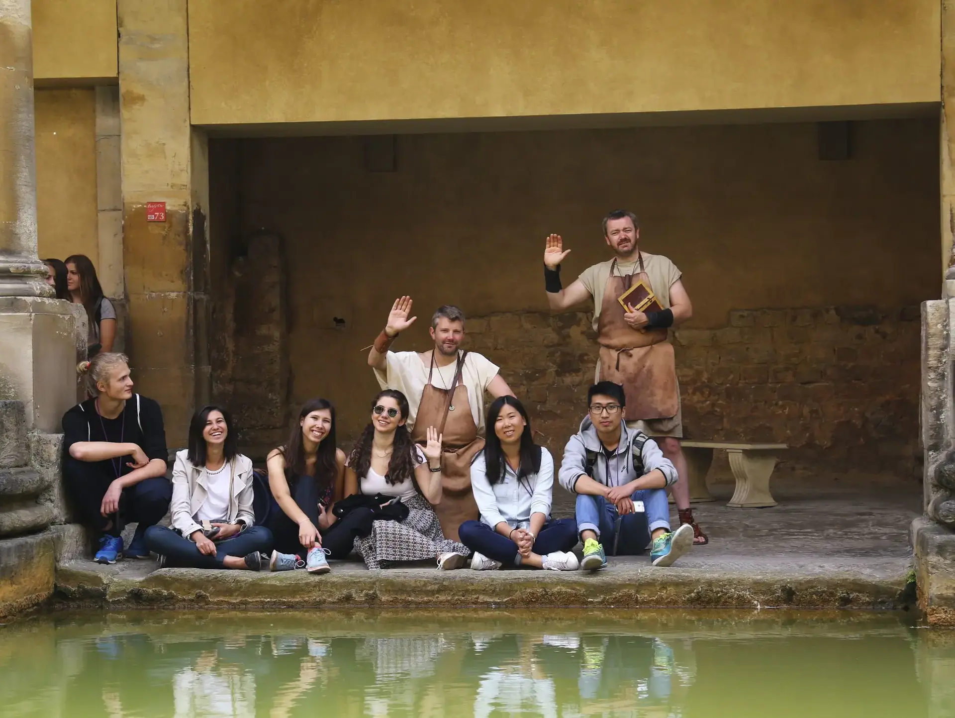 Students posing for photo in Roman Baths
