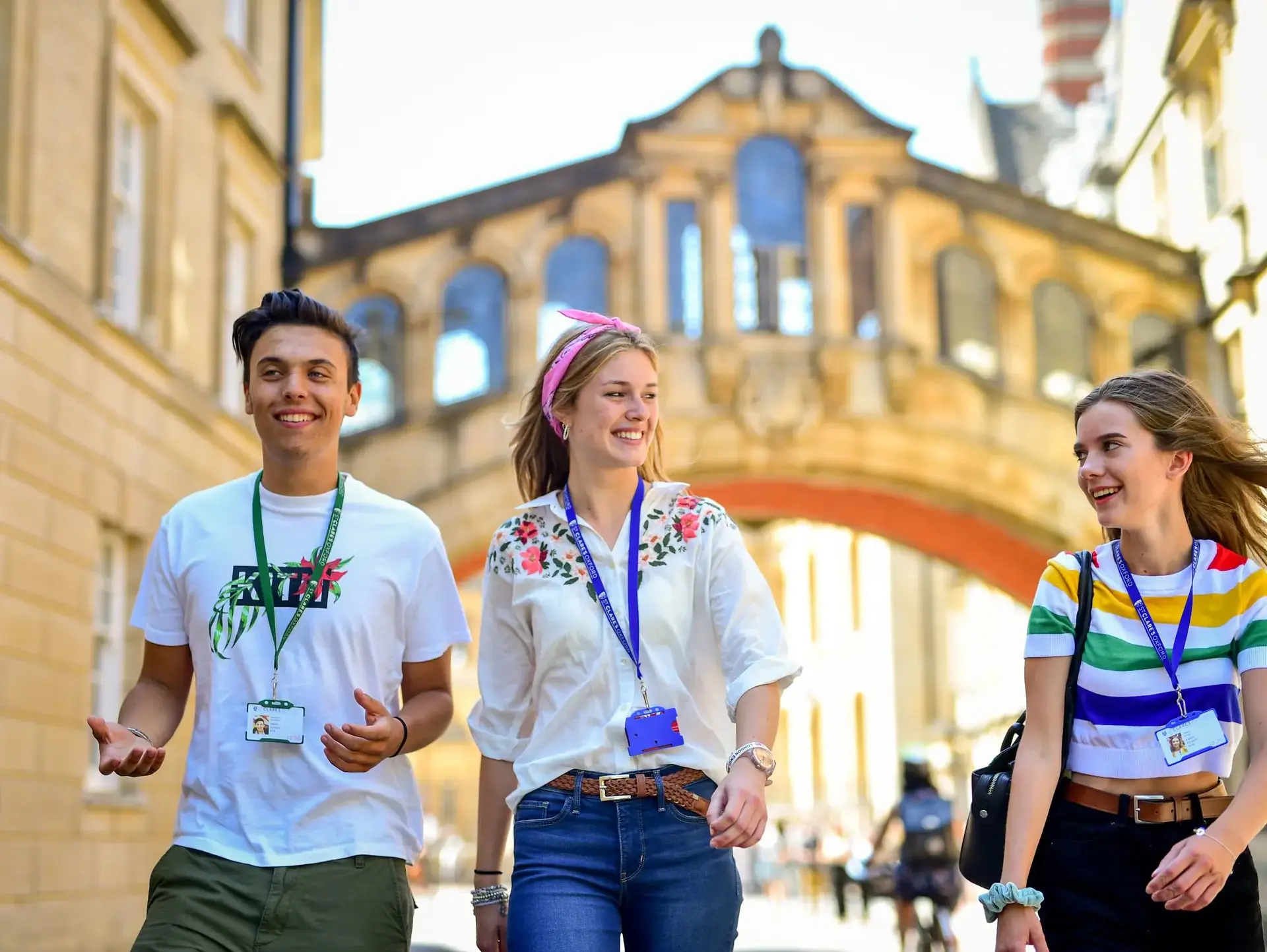 Three students walking through Oxford together