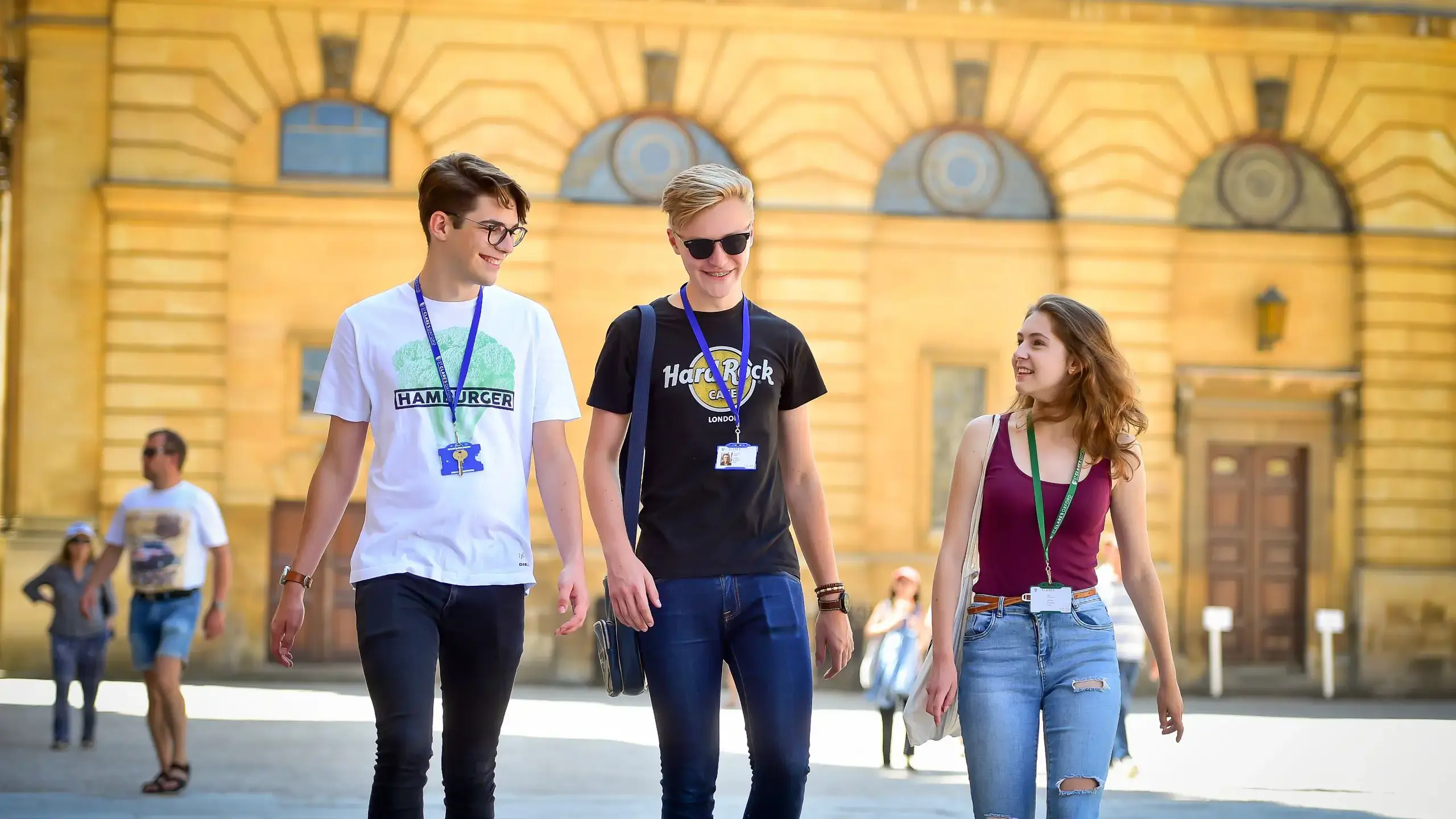 Three students walking through Oxford together
