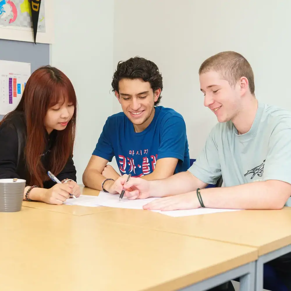 Summer school students participating in class together