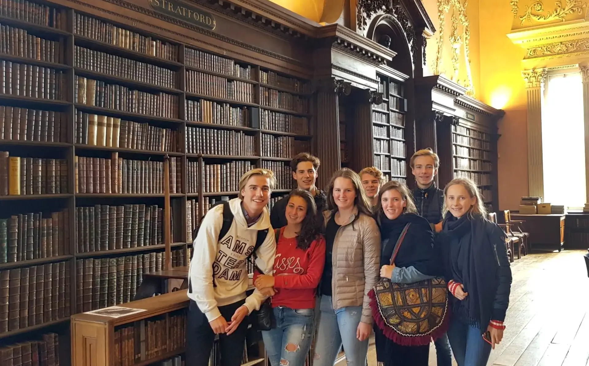 Students pose for photo on day trip to stately home
