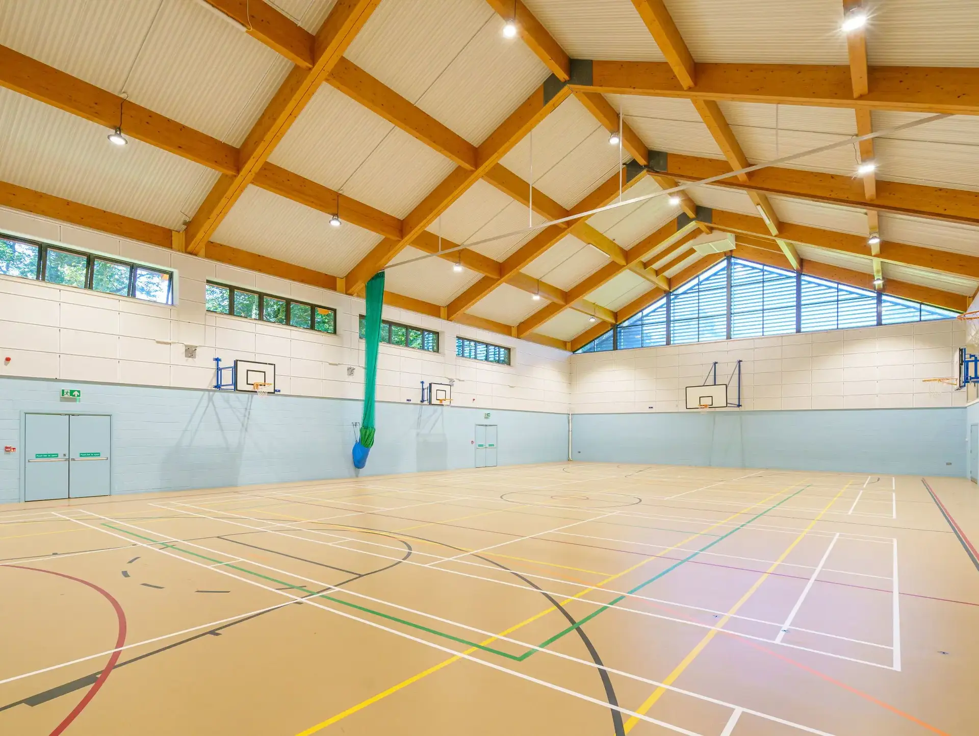 Basketball court with a high ceiling
