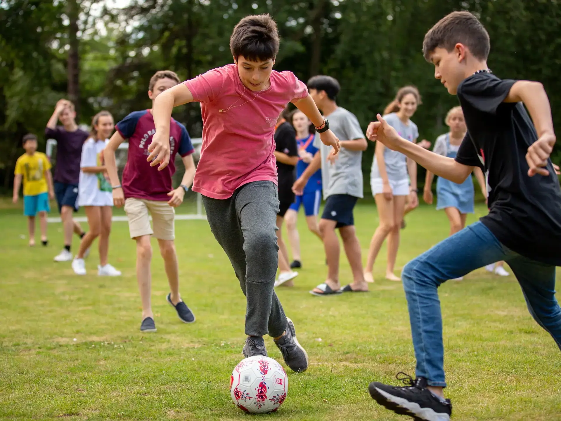 Students playing football
