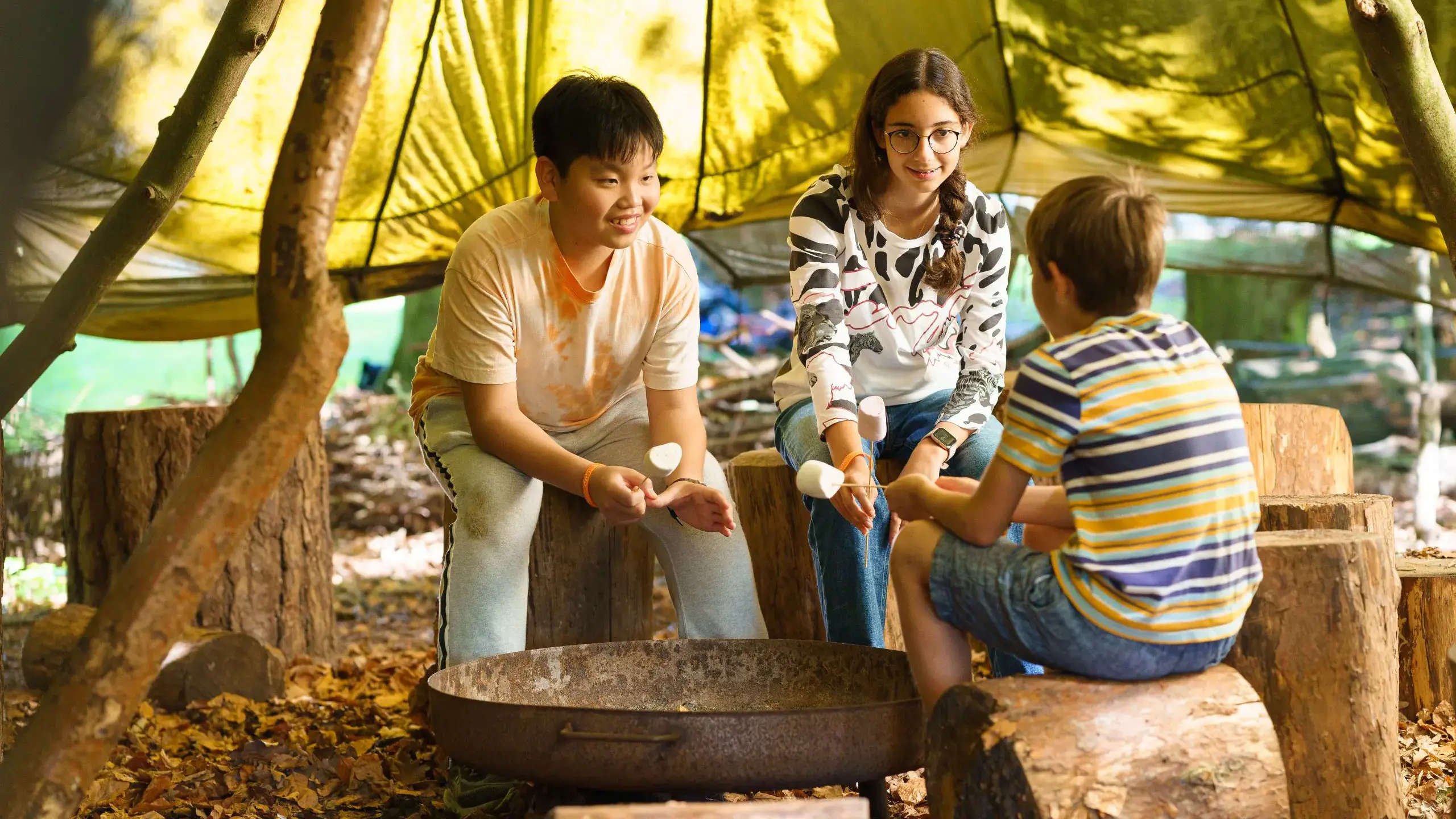 Young leaders students doing camping activities