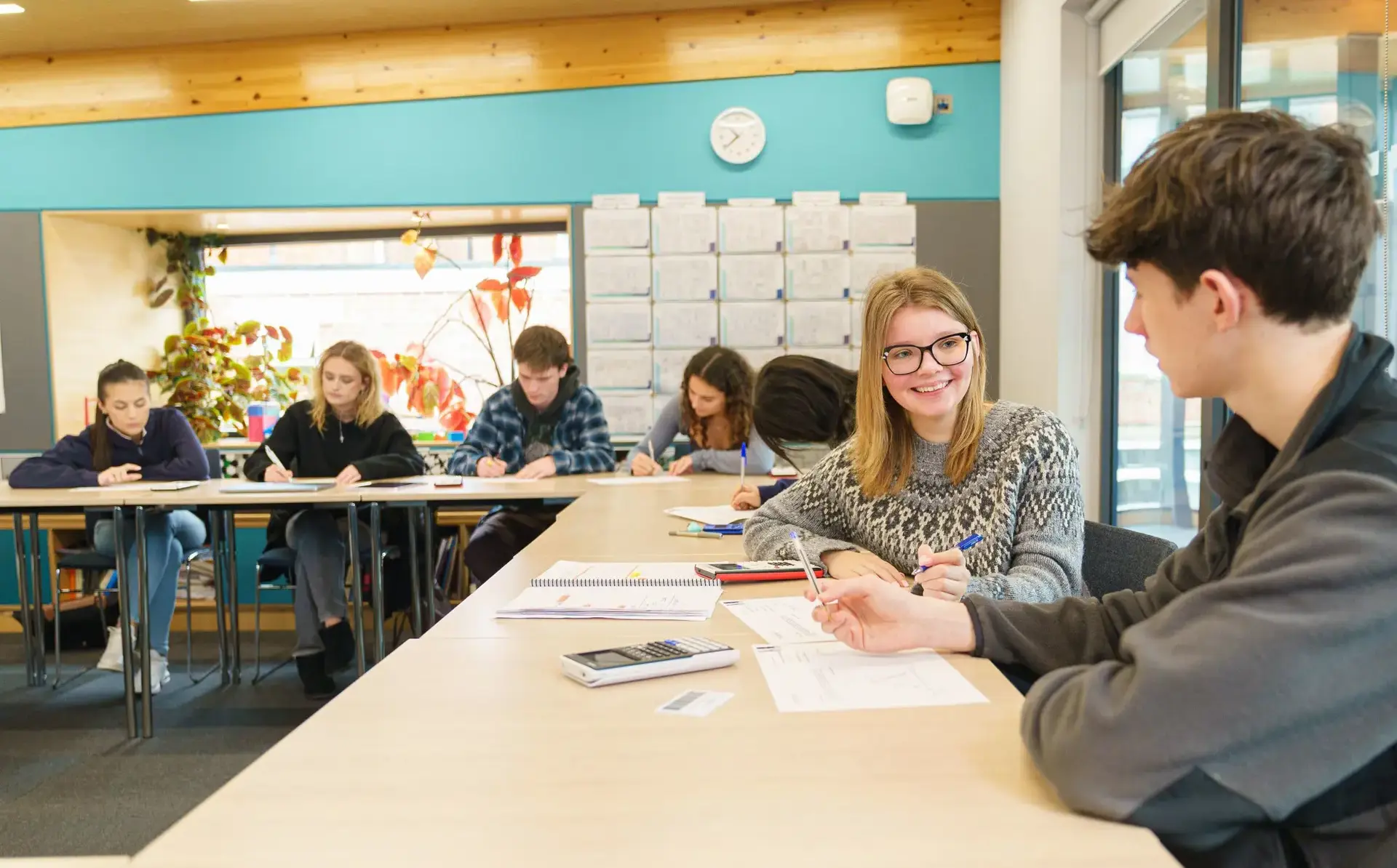 Students chatting in clasroom
