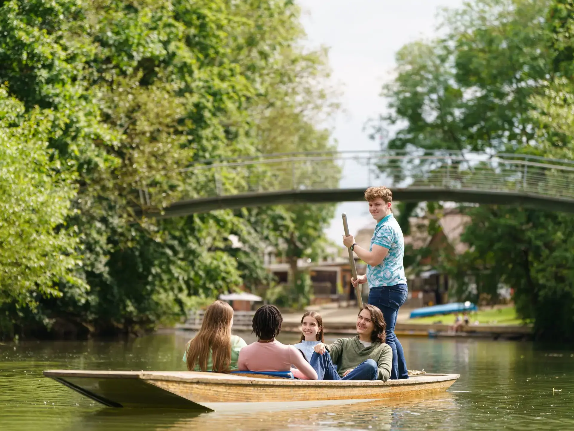 Students punting on the river