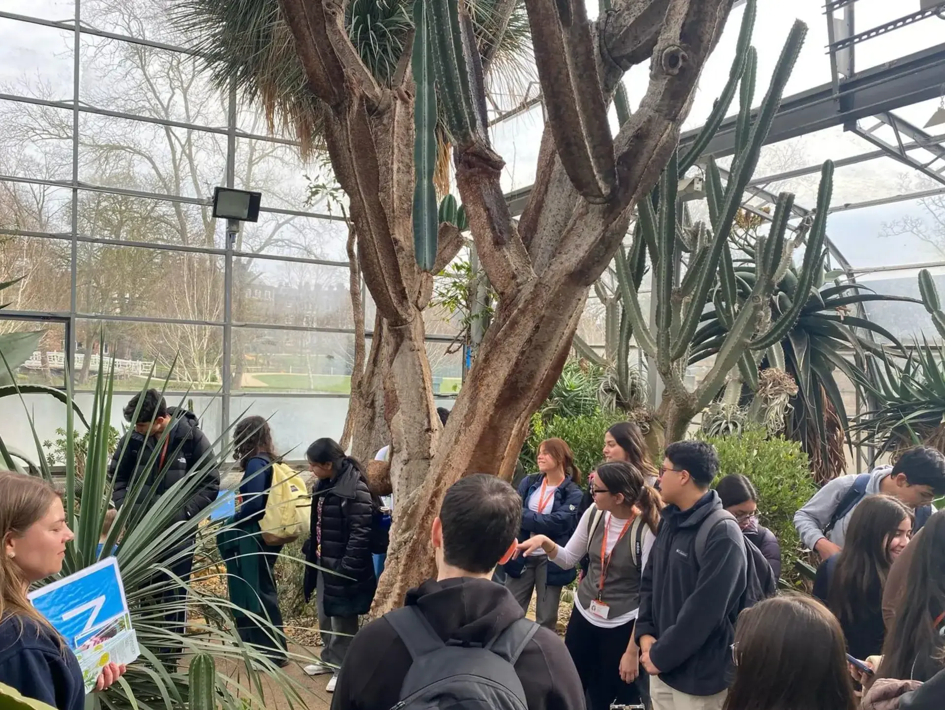 Students in orangery