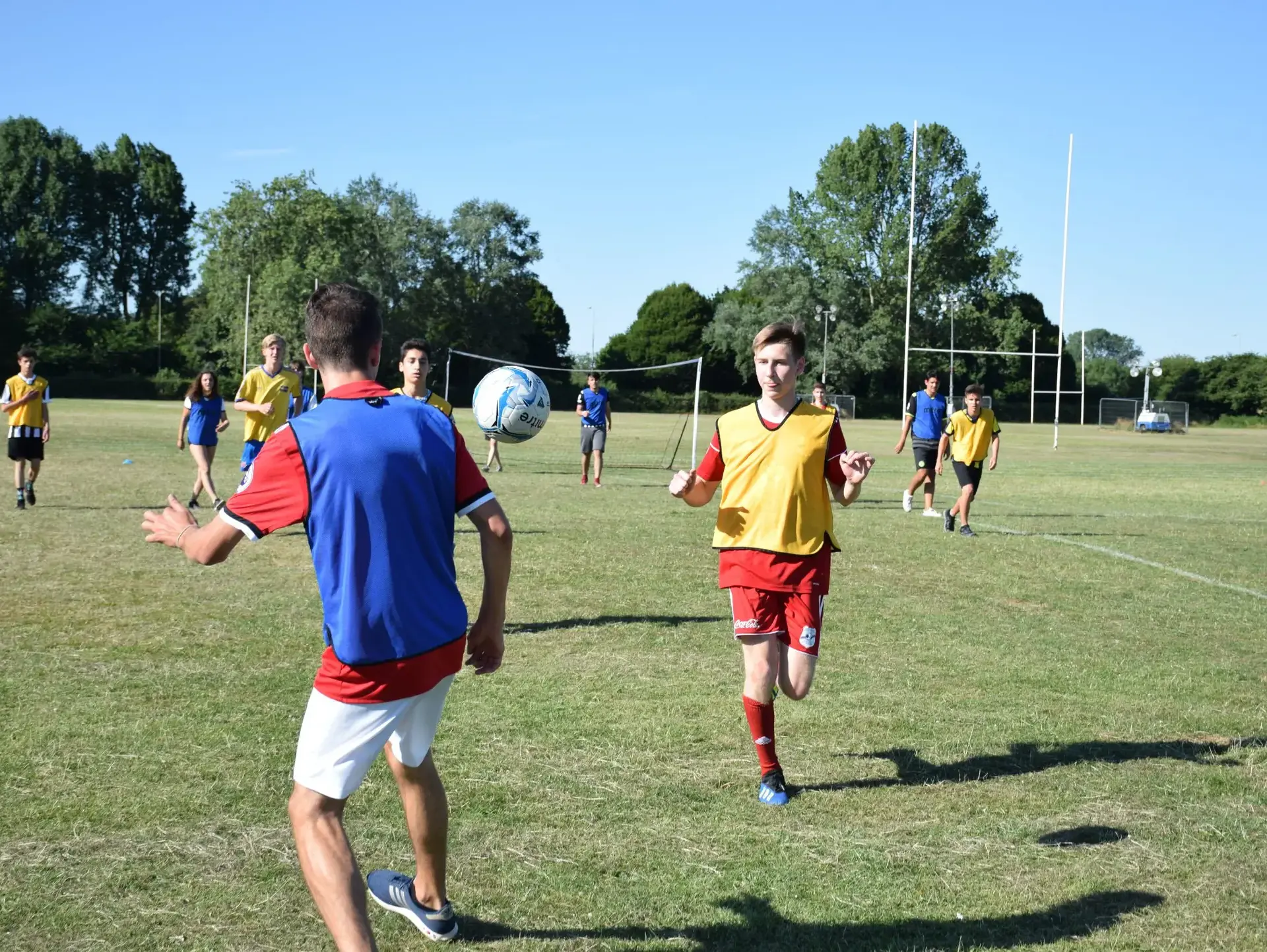 Students playing football