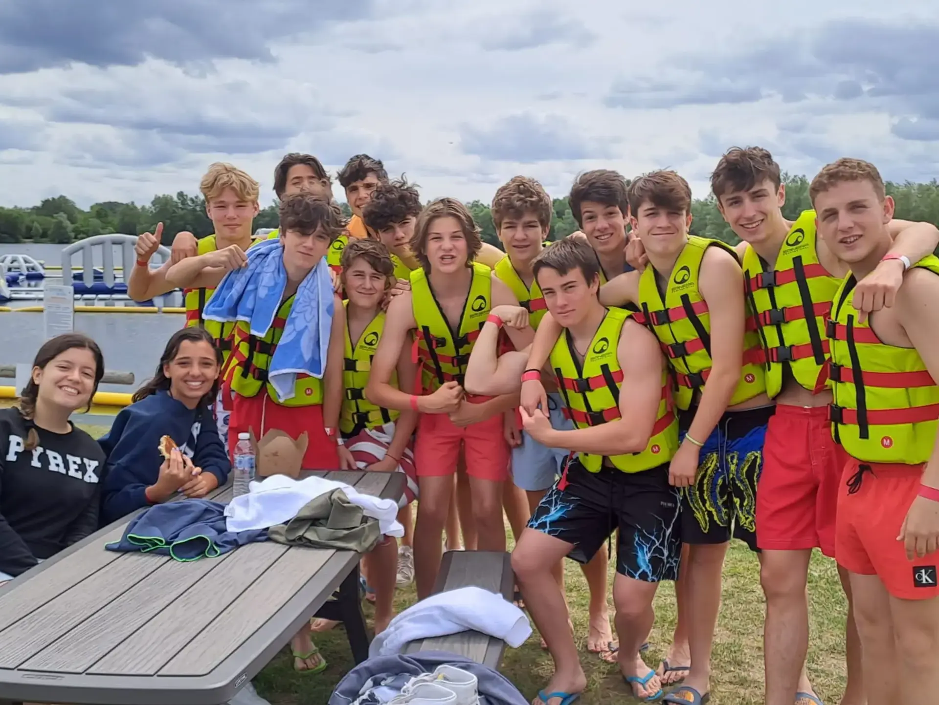 Group of students wearing water gear