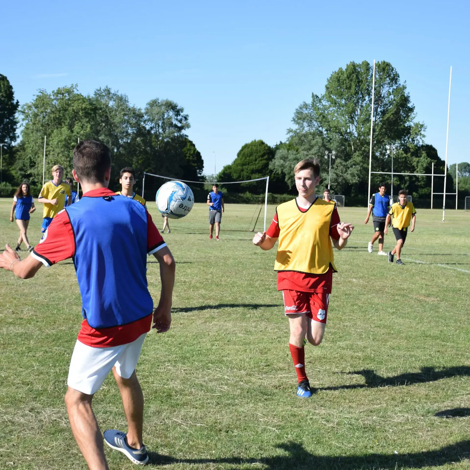 Students playing football