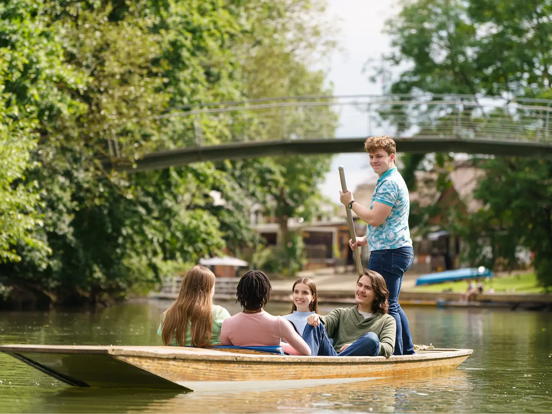 Students punting on the river