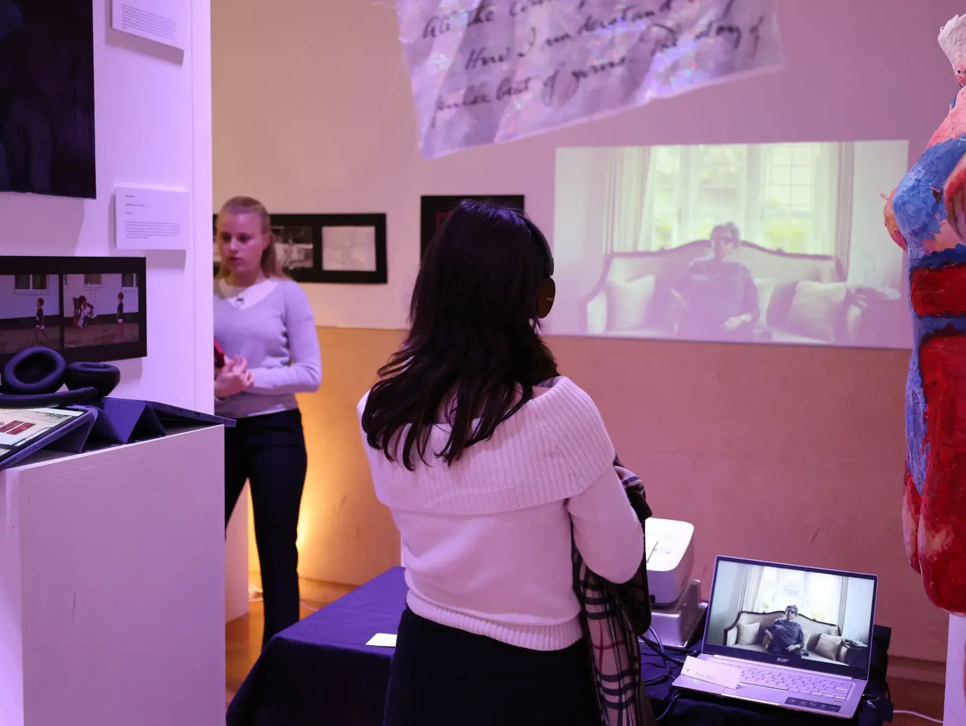 Student at visual art presentation