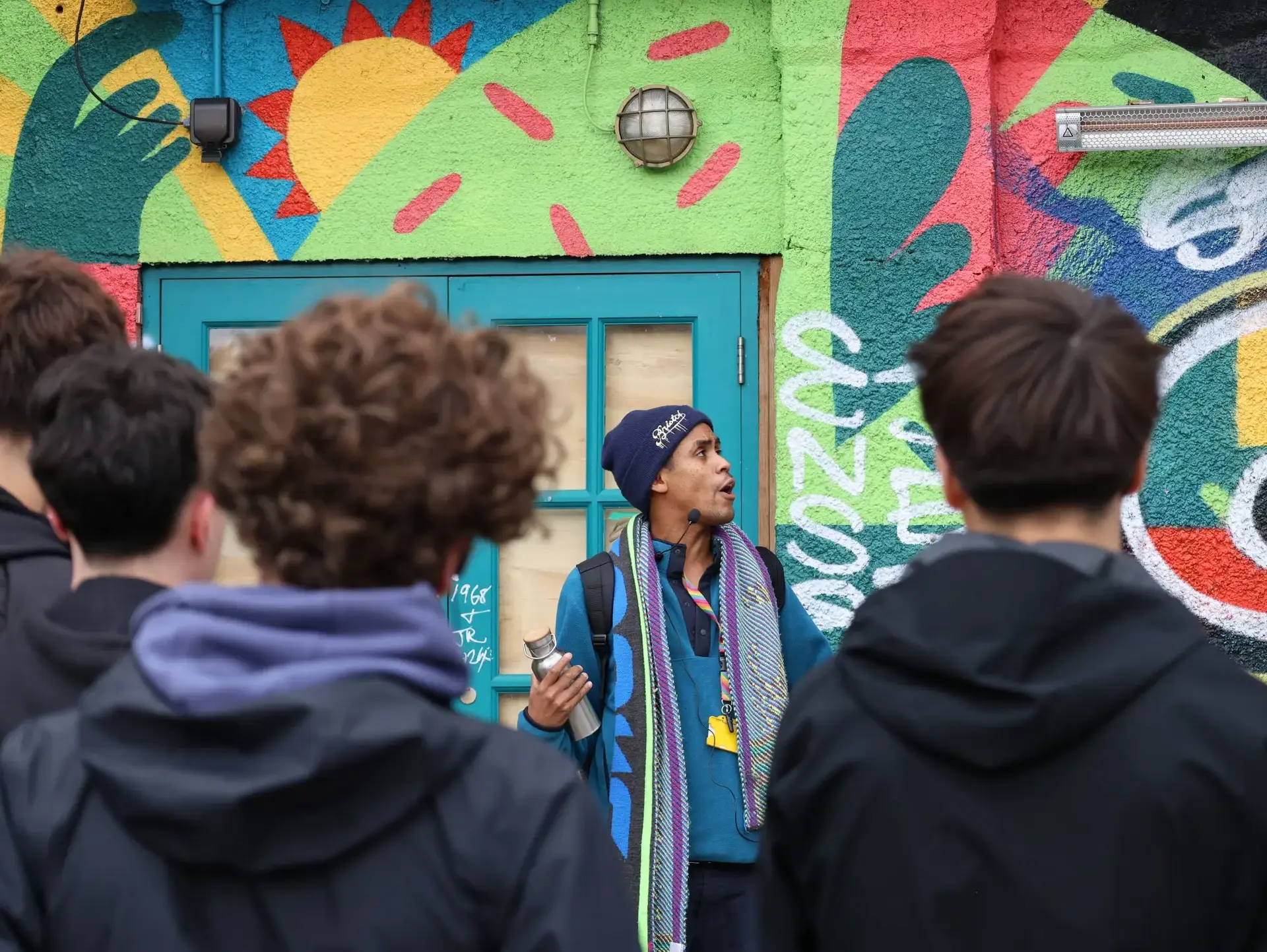 Group of students participating in a city tour