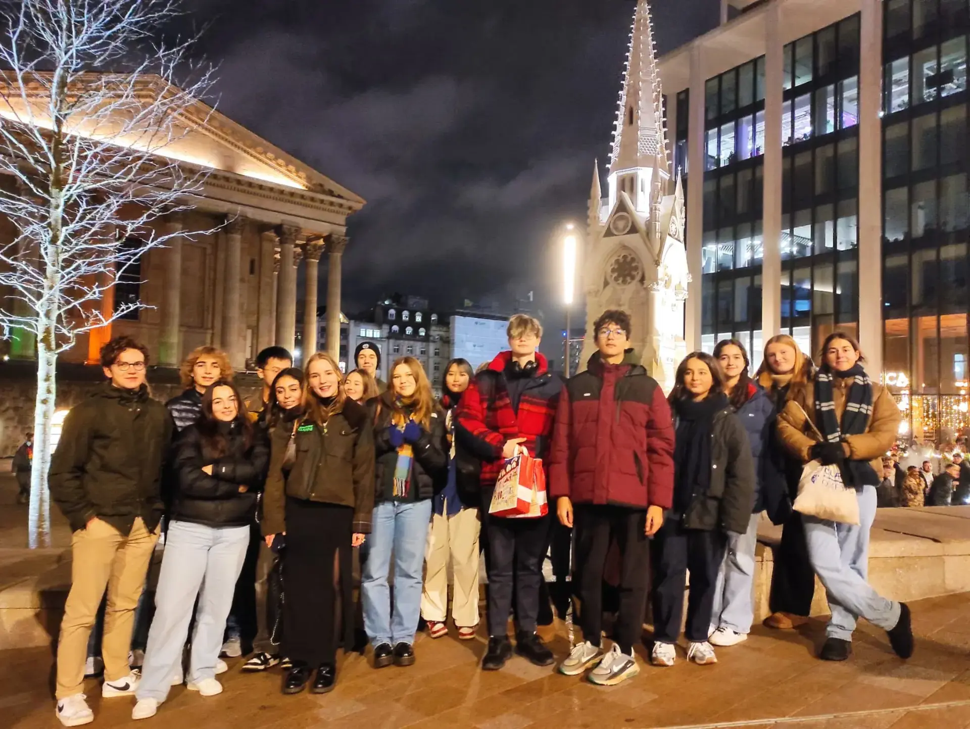 Group of students in a city tour